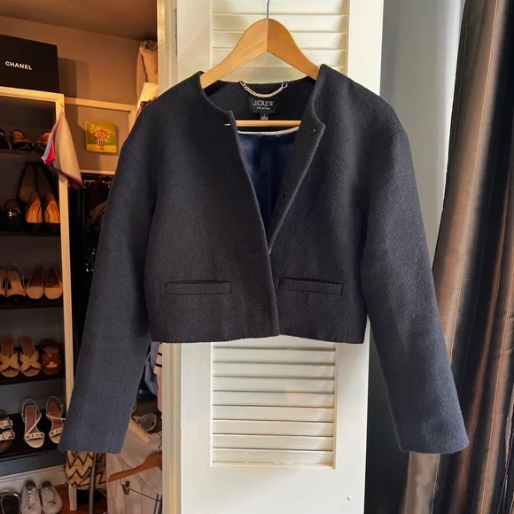 J. Crew Collection Lady Bomber Black Boucle Jacket - Picture 9 of 9